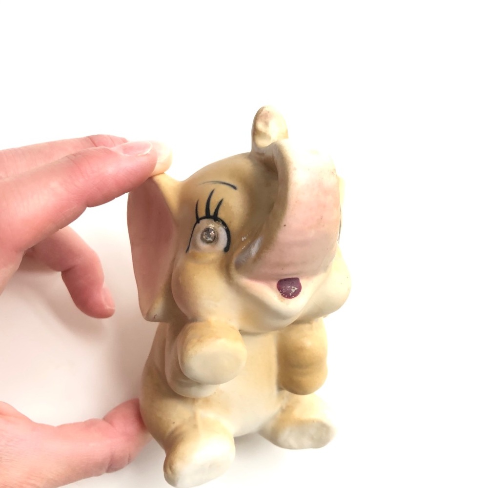 Vintage ceramic elephant with rhinestone eyes!